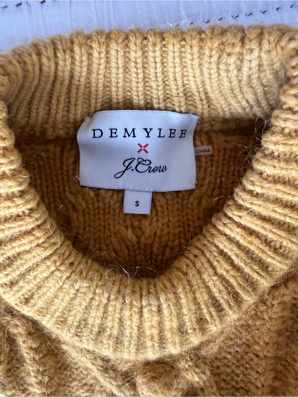 DemyLee x J.Crew Mustard Cable Turtleneck Sweater